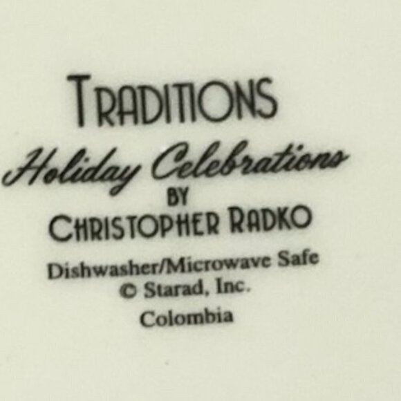 Christopher Radko Traditions Holiday Celebrations Appetizer or Salad Plate Set - Picture 4 of 5